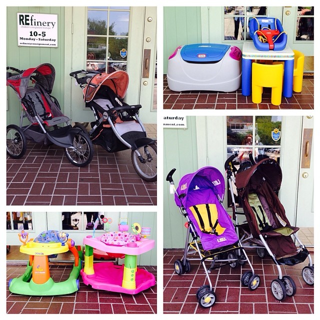 Just A Few Of The Hundreds Of Items We Bought Today!#purpleandgold #lsustroller#exersaucer#walker#littletikes#toybox#kidsfurniture#225 #graco #resale #sellbabystuff